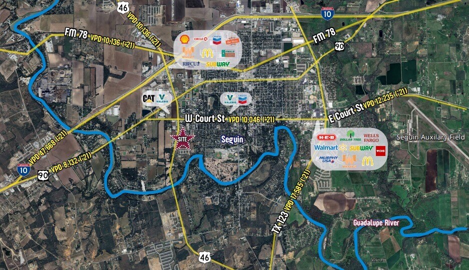 Hwy. 46 & Jefferson Ave., Seguin, TX à vendre - Aérien - Image 3 de 4