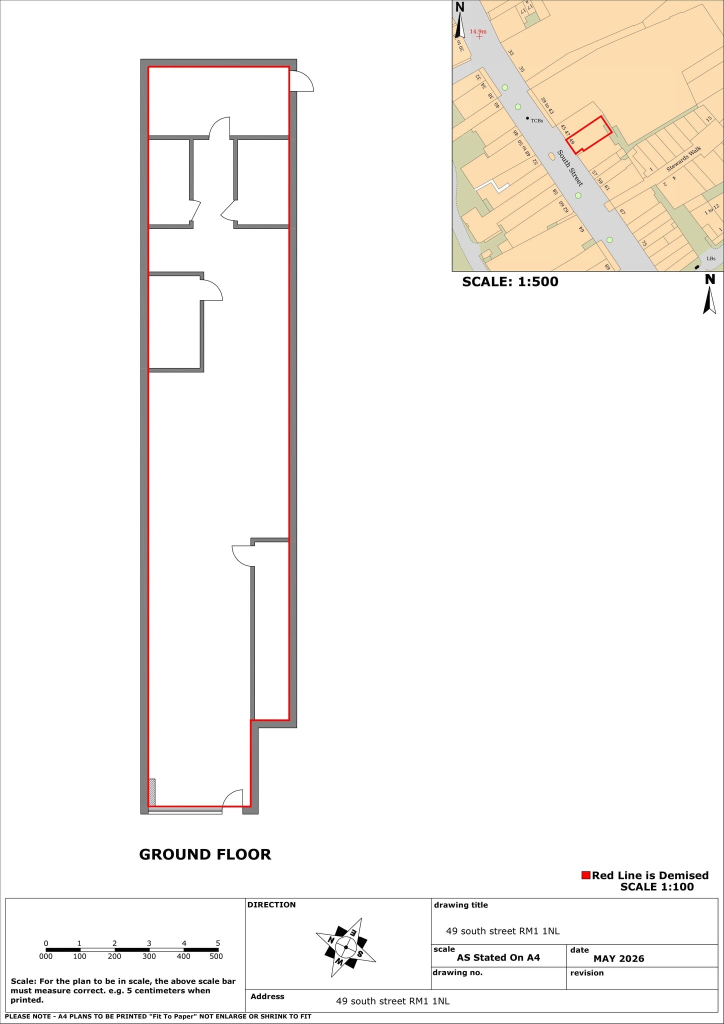 49 South St, Romford à louer Plan de site- Image 1 de 1