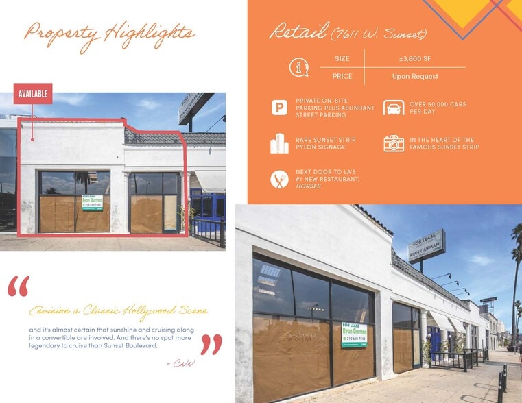 7611-7623 W Sunset Blvd, Los Angeles, CA for lease - Building Photo - Image 3 of 17