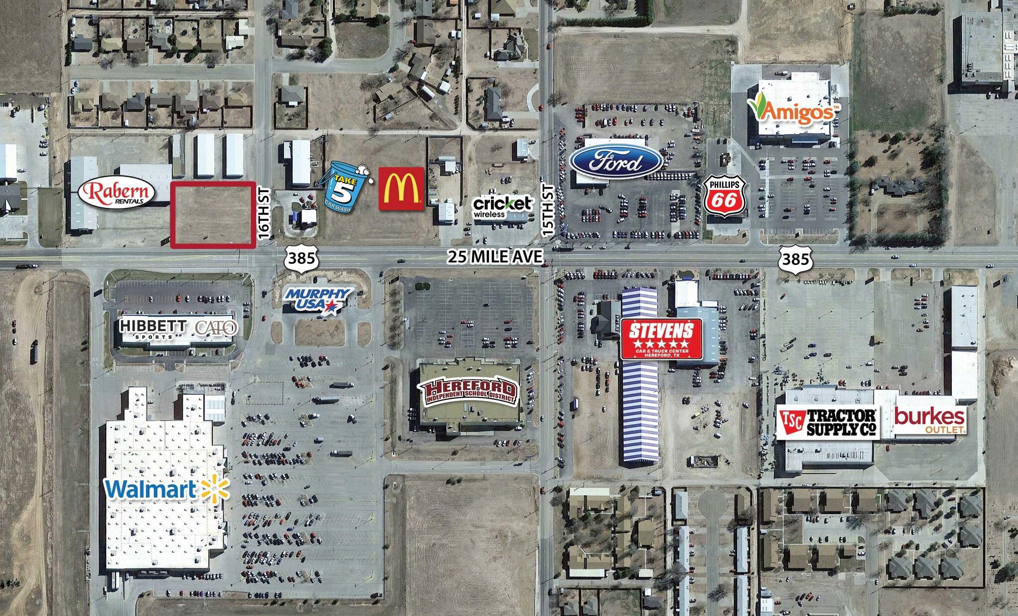 US 385 & 16TH, Hereford, TX for lease Aerial- Image 1 of 3