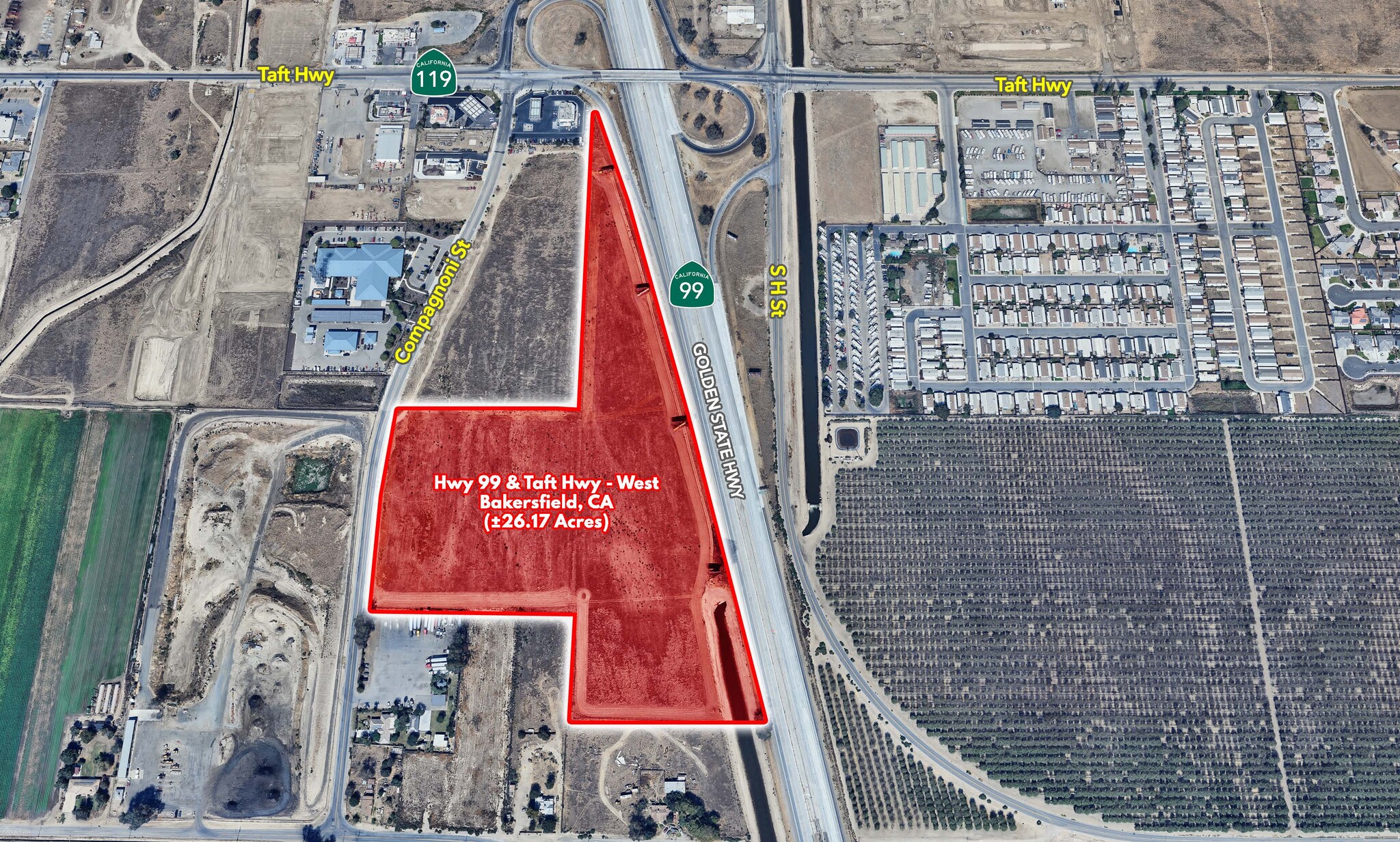 99 Freeway & Taft Highway, Bakersfield, CA for sale Aerial- Image 1 of 2