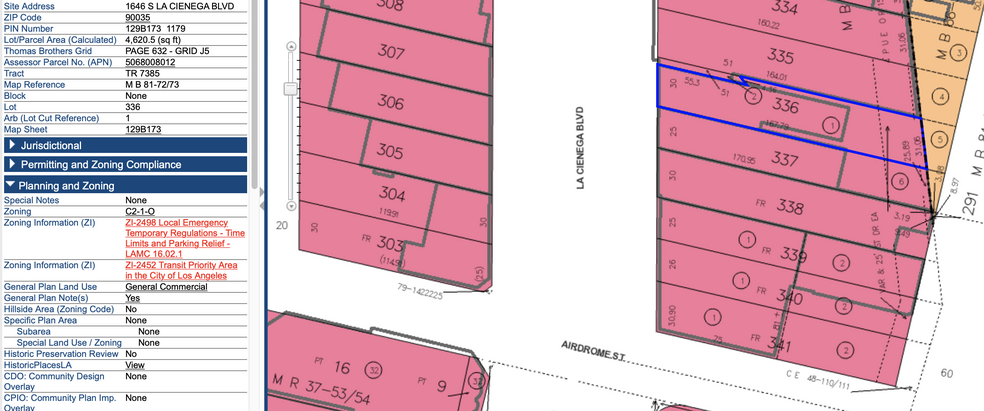 1646 S La Cienega Blvd, Los Angeles, CA à vendre - Plan cadastral - Image 1 de 1