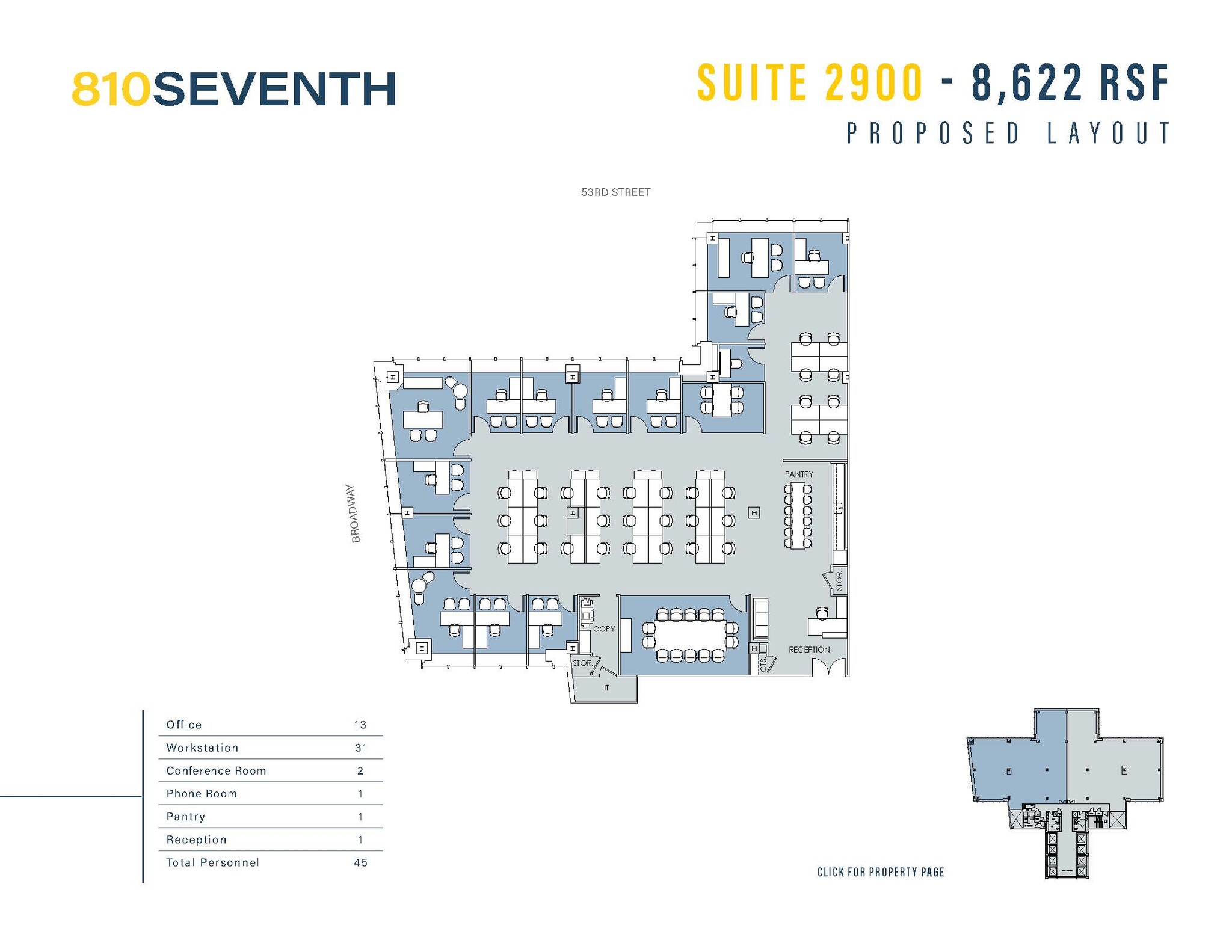 810 Seventh Ave, New York, NY à louer Plan d  tage- Image 1 de 1