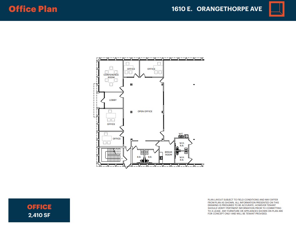 1610 E Orangethorpe Ave, Fullerton, CA for lease Floor Plan- Image 1 of 2