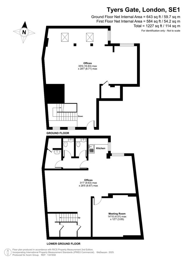 8 Tyers Gate, London, LND SE1 3HX - Unit Ground floor & Lower -  - Floor Plan - Image 1 of 7
