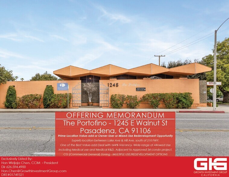 1245 E Walnut St, Pasadena, CA à vendre - Photo du bâtiment - Image 1 de 35