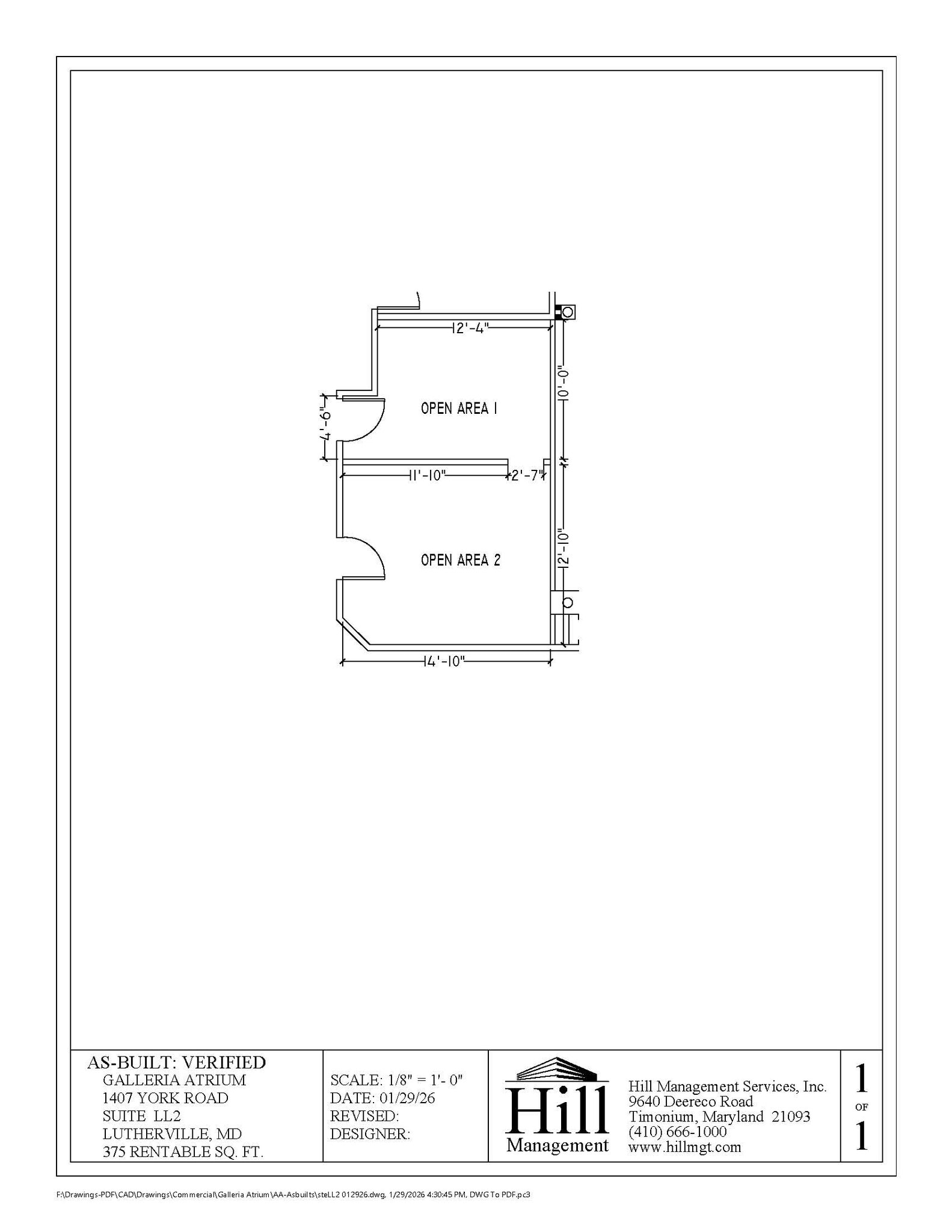 1407 York Rd, Lutherville, MD à louer Plan d’étage- Image 1 de 1
