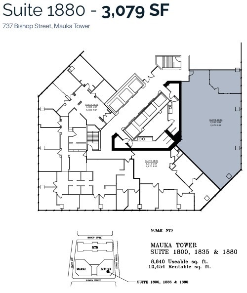 733 Bishop St, Honolulu, HI à louer Plan d’étage- Image 1 de 1