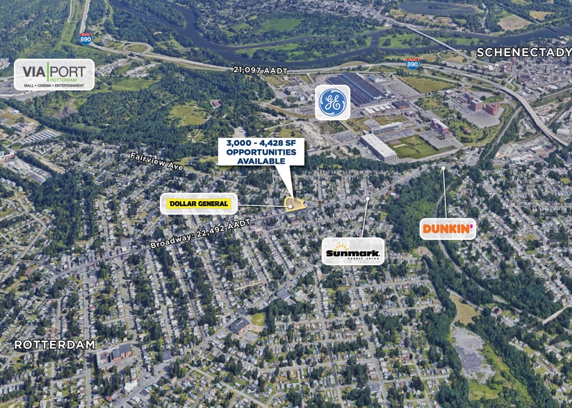 2009-2023 Broadway, Schenectady, NY for lease - Aerial - Image 2 of 2