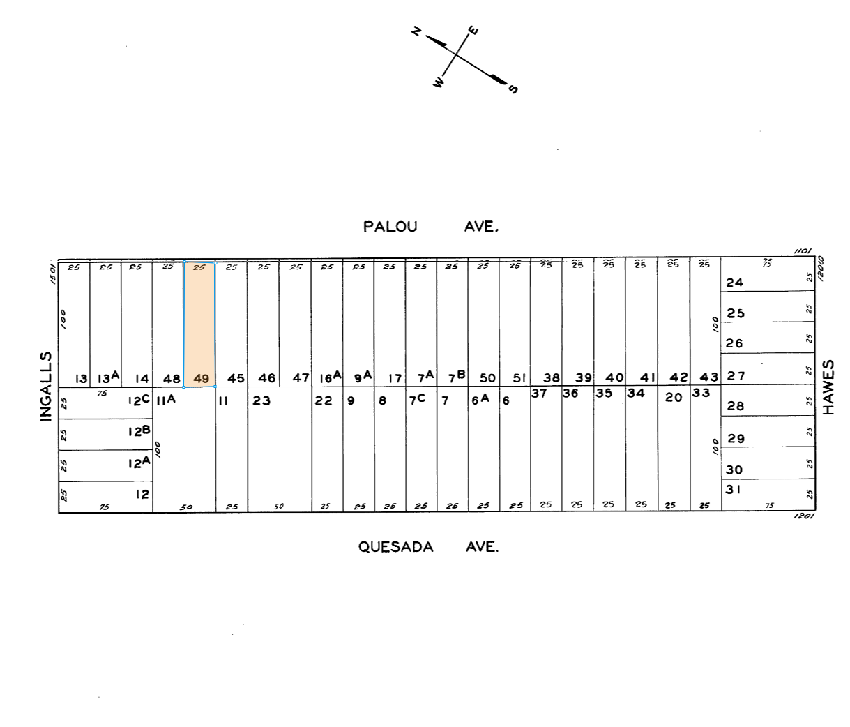 1179 Palou Ave, San Francisco, CA à vendre Plan cadastral- Image 1 de 2