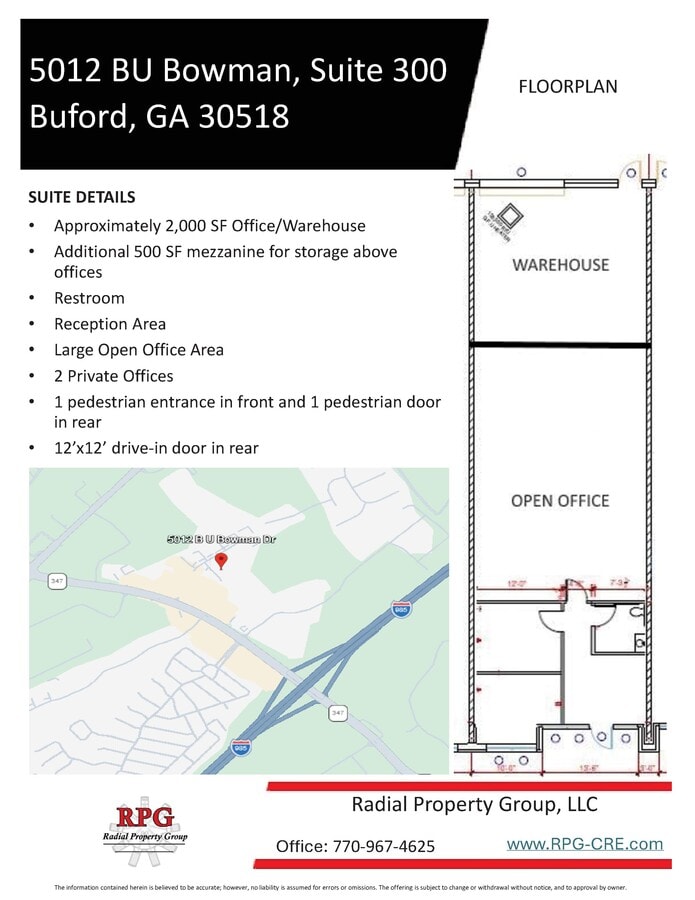5012 B U Bowman Dr, Buford, GA 30518 - Unit 300 - - Floor Plan - Image 1 of 3