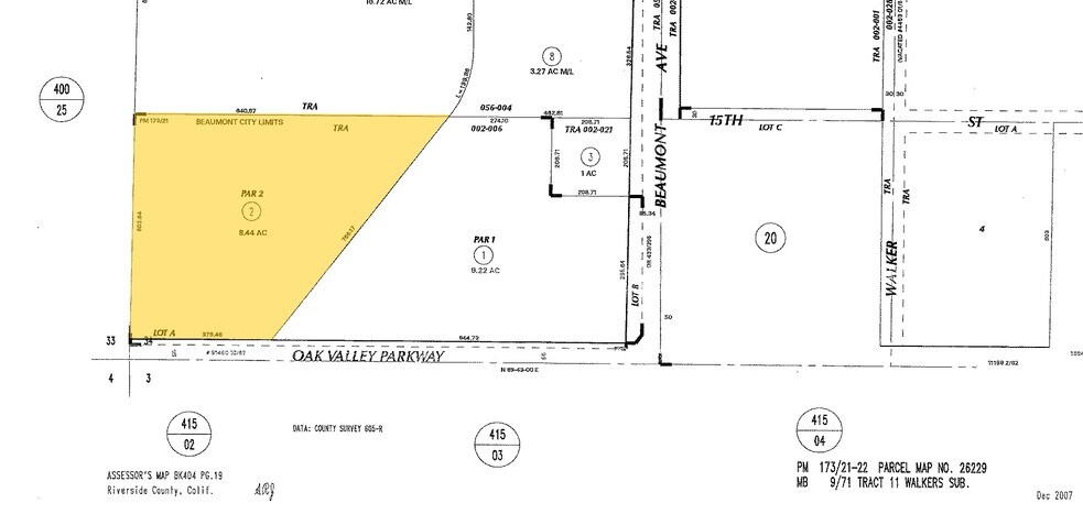 Oak Valley Pky, Beaumont, CA for sale - Plat Map - Image 2 of 2