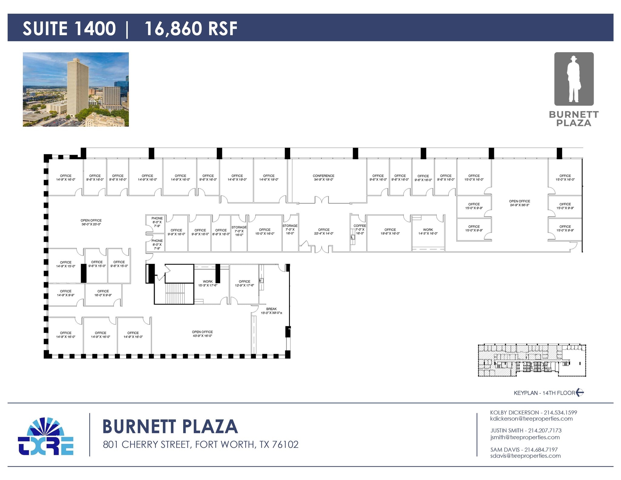 801 Cherry St, Fort Worth, TX à louer Plan d’étage- Image 1 de 1