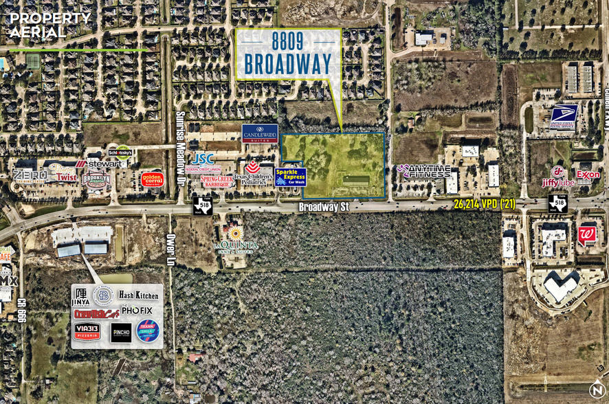 8809 Broadway St, Pearland, TX for lease - Aerial - Image 2 of 2