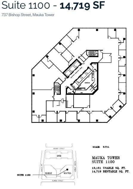 733 Bishop St, Honolulu, HI à louer Plan d’étage- Image 1 de 1