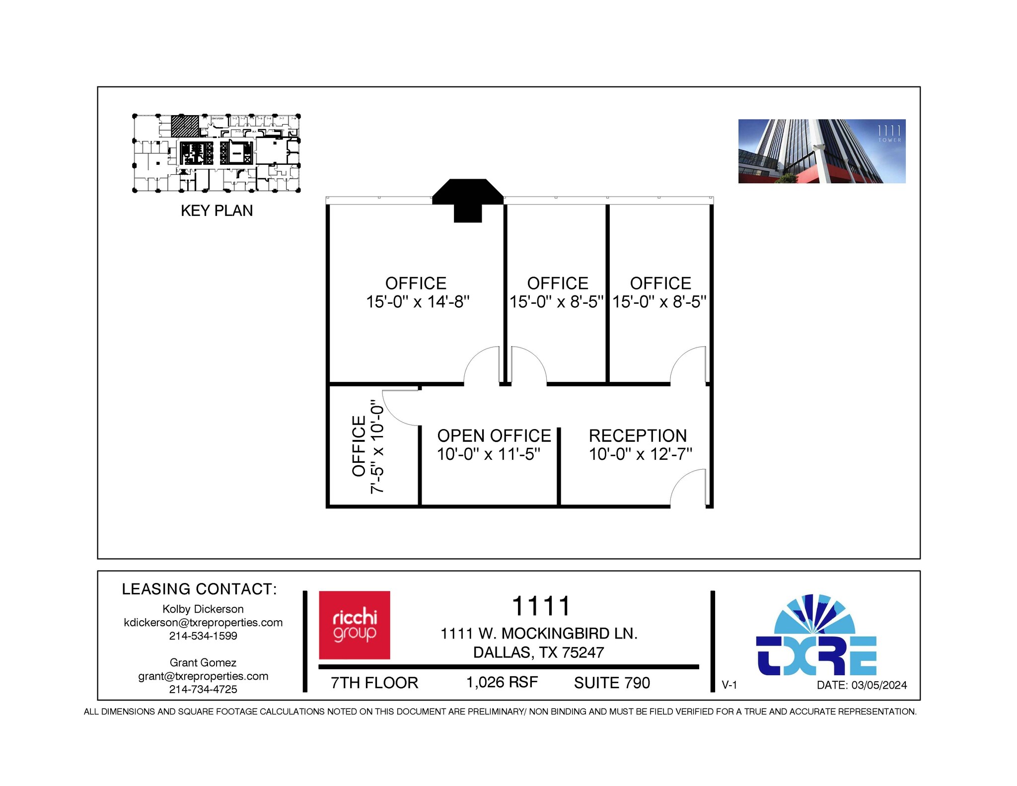 1111 W Mockingbird Ln, Dallas, TX à louer Plan d’étage- Image 1 de 1