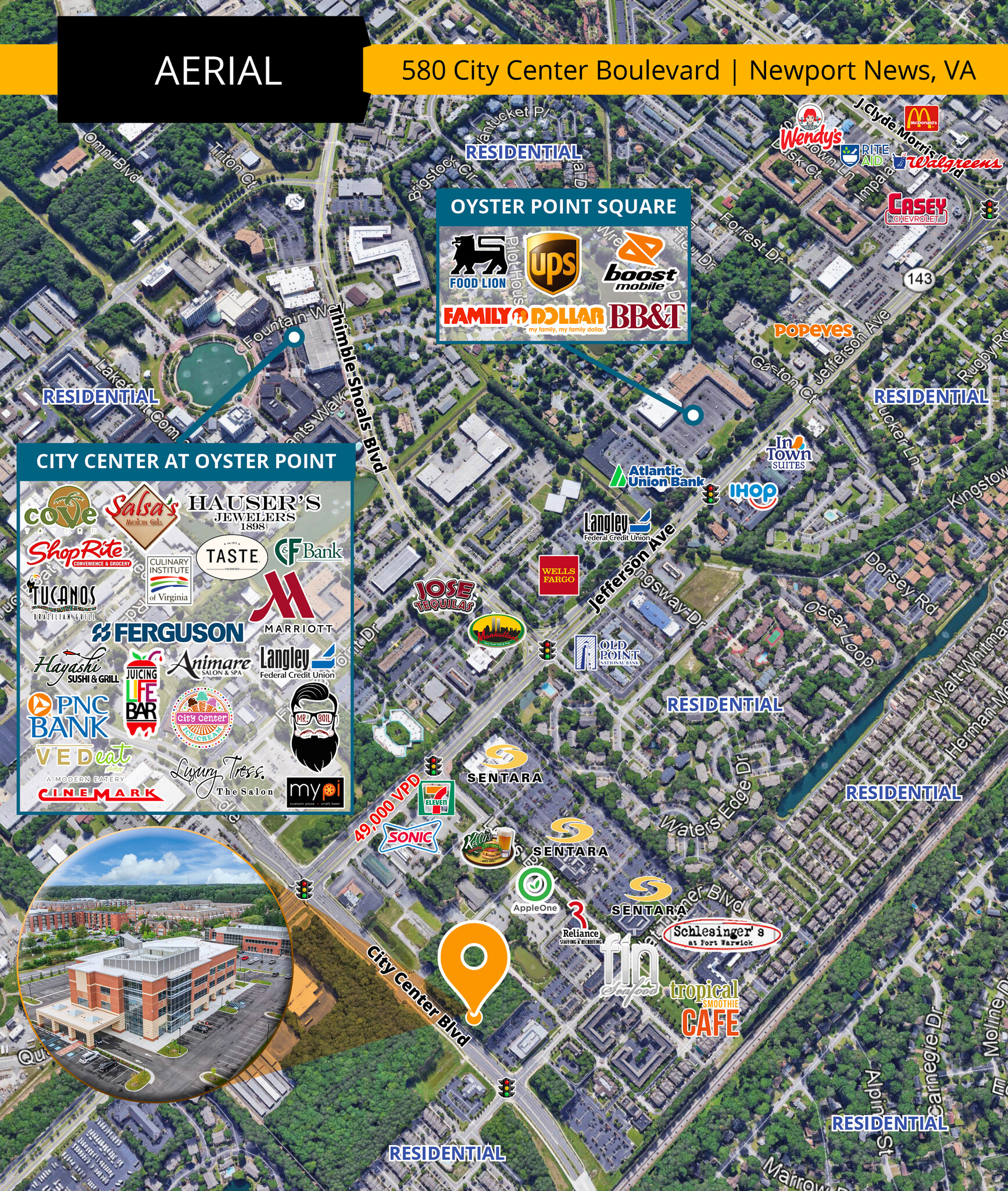 580 City Center Blvd, Newport News, VA for lease Map- Image 1 of 2