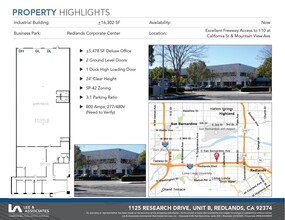 1115 Research Dr, Redlands, CA à louer Plan d  tage- Image 1 de 2