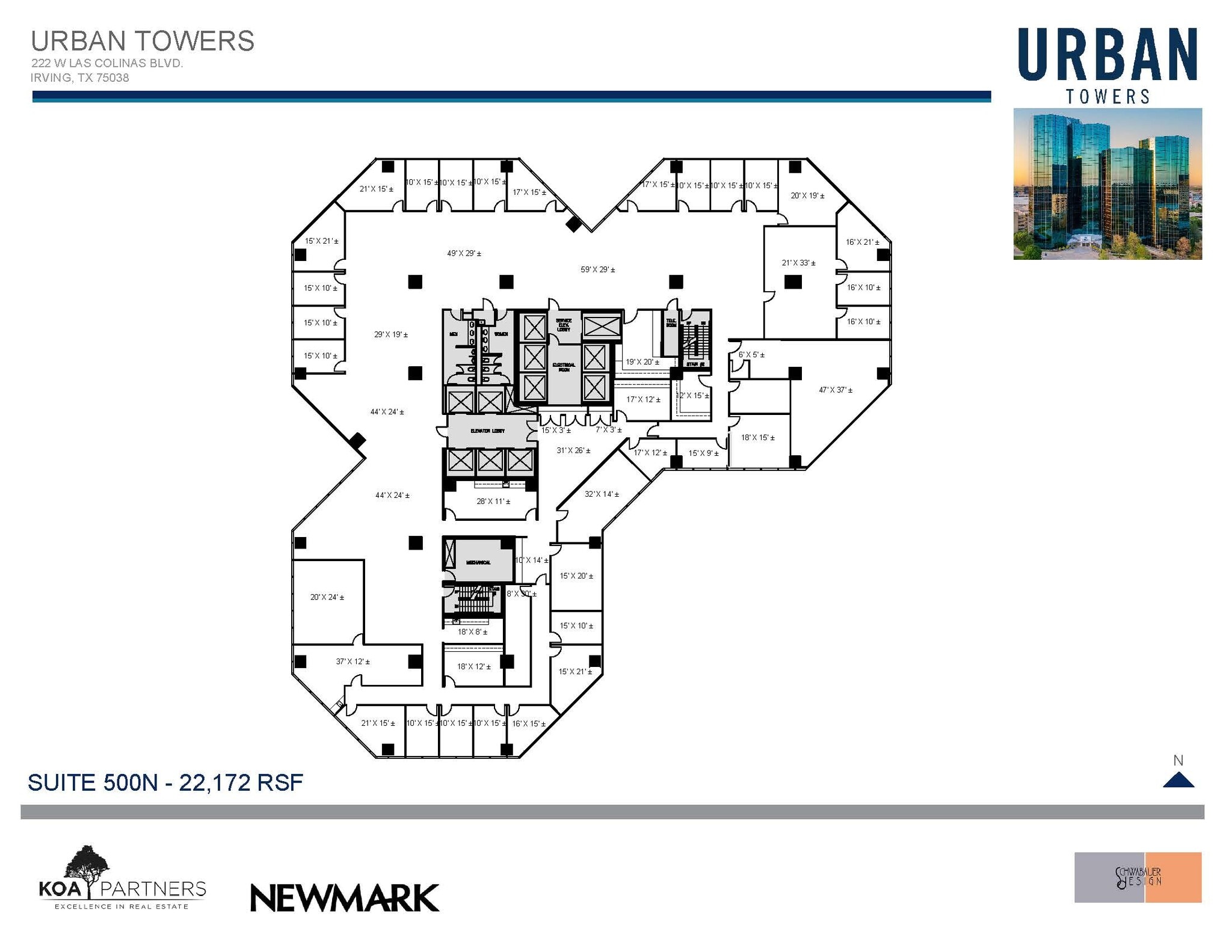 222 W Las Colinas Blvd, Irving, TX à louer Plan d’étage- Image 1 de 2