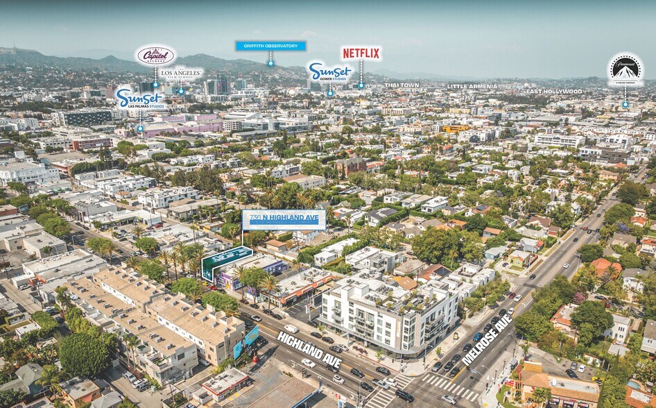734-736 N Highland Ave, Los Angeles, CA à vendre - Aérien - Image 2 de 27