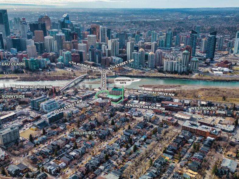 1117A Kensington Cres NW, Calgary, AB à louer - Aérien - Image 3 de 3
