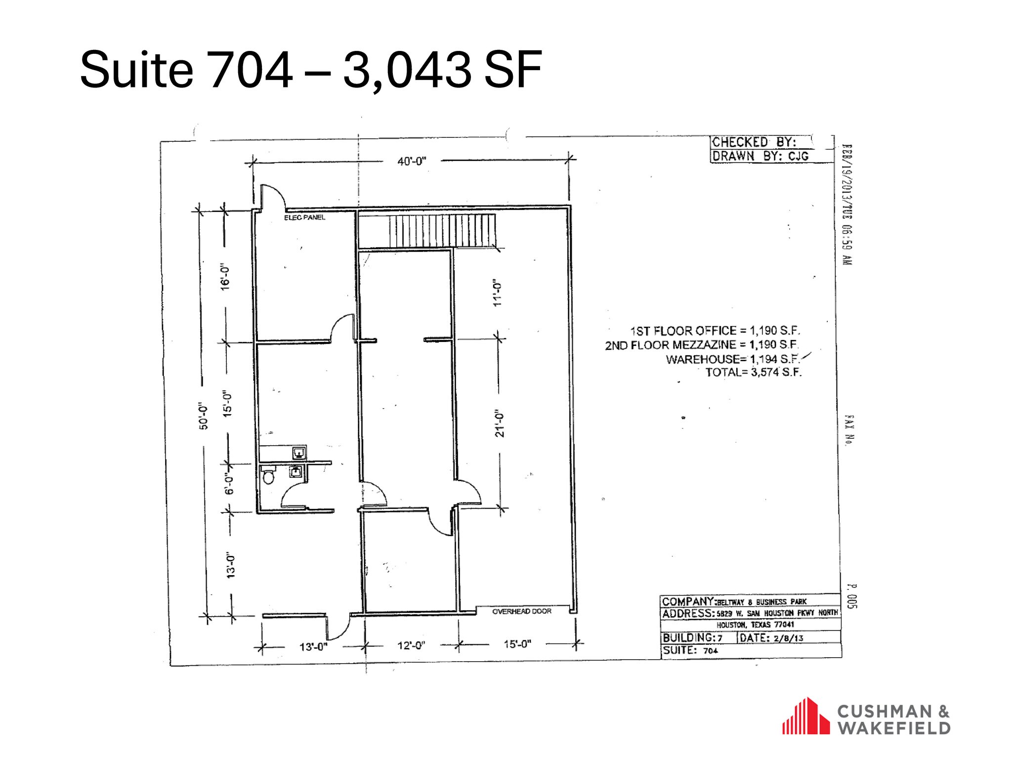 5829 W Sam Houston Pky N, Houston, TX à louer Plan d’étage- Image 1 de 1