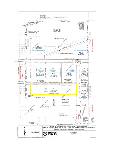 718 N. 8th Avenue, Marshalltown, IA à vendre - Plan cadastral - Image 1 de 1