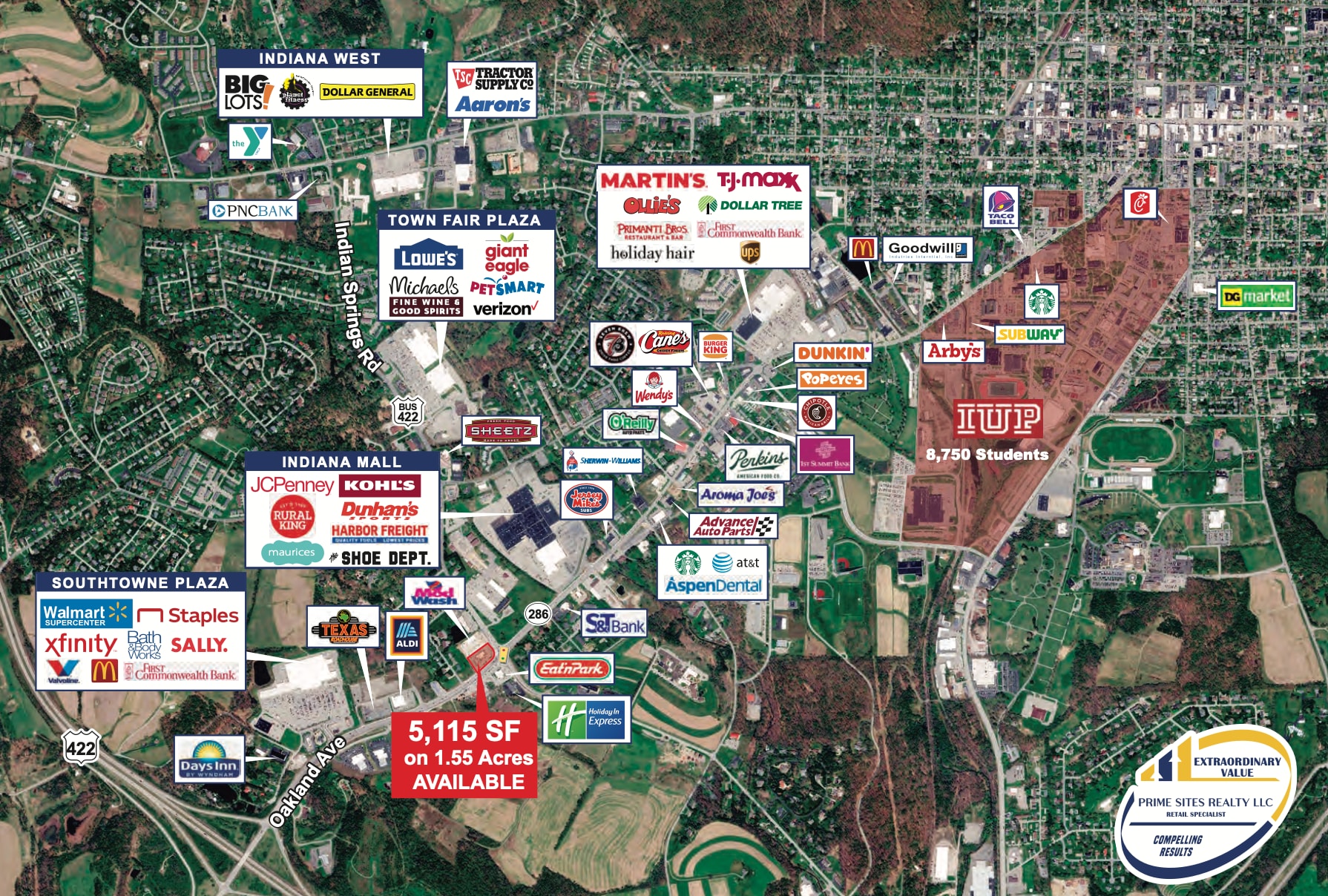 1414 Indian Springs Rd, Indiana, PA for lease Aerial- Image 1 of 5