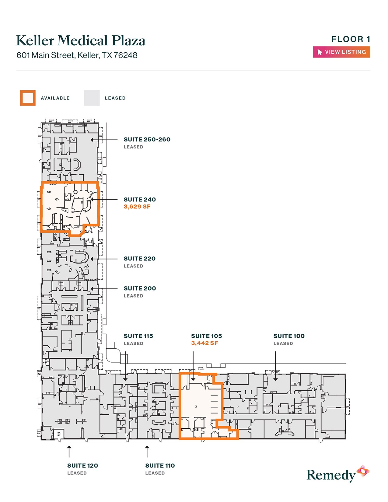 601 S Main St, Keller, TX à louer Plan d’étage- Image 1 de 1