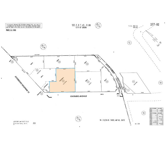 1535 E Ontario Ave, Corona, CA for lease - Plat Map - Image 2 of 8