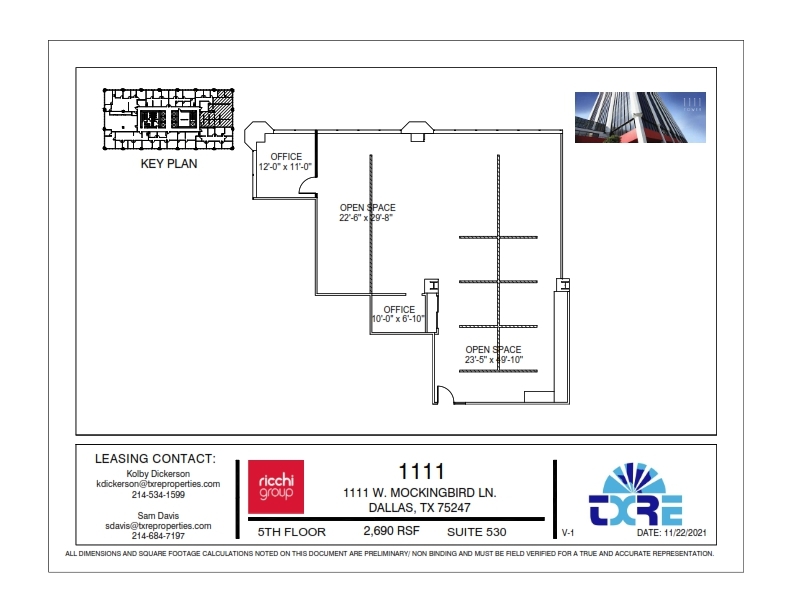 1111 W Mockingbird Ln, Dallas, TX à louer Plan d’étage- Image 1 de 1