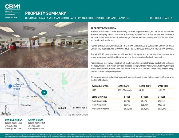 1513-1527 N San Fernando Blvd, Burbank, CA à louer - Photo du bâtiment - Image 2 de 10