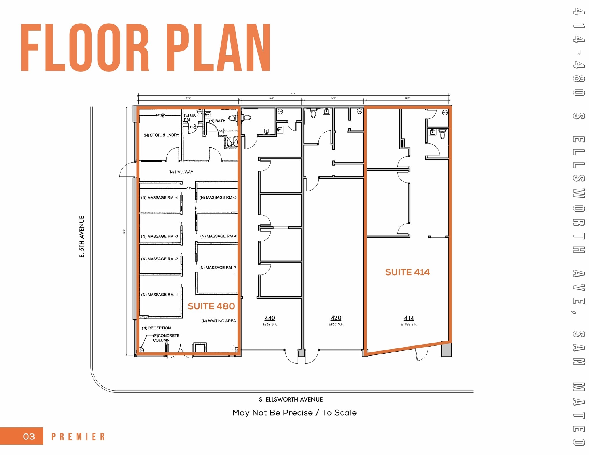 414-480 S Ellsworth Ave, San Mateo, CA à louer Plan d’étage- Image 1 de 1