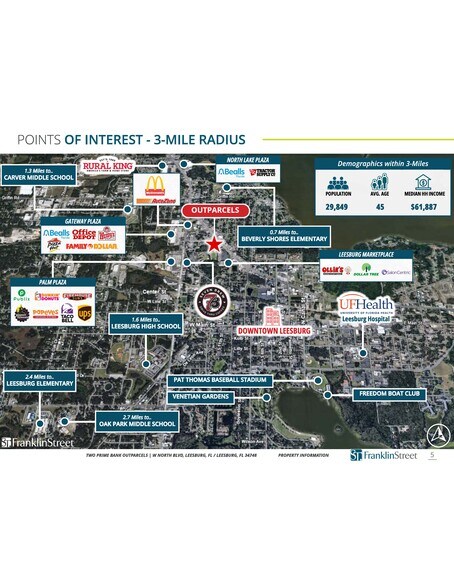 W NORTH BLVD, LEESBURG, FL  OUT PARCELS portefeuille de 2 propriétés à vendre sur LoopNet.ca - Aérien - Image 3 de 9