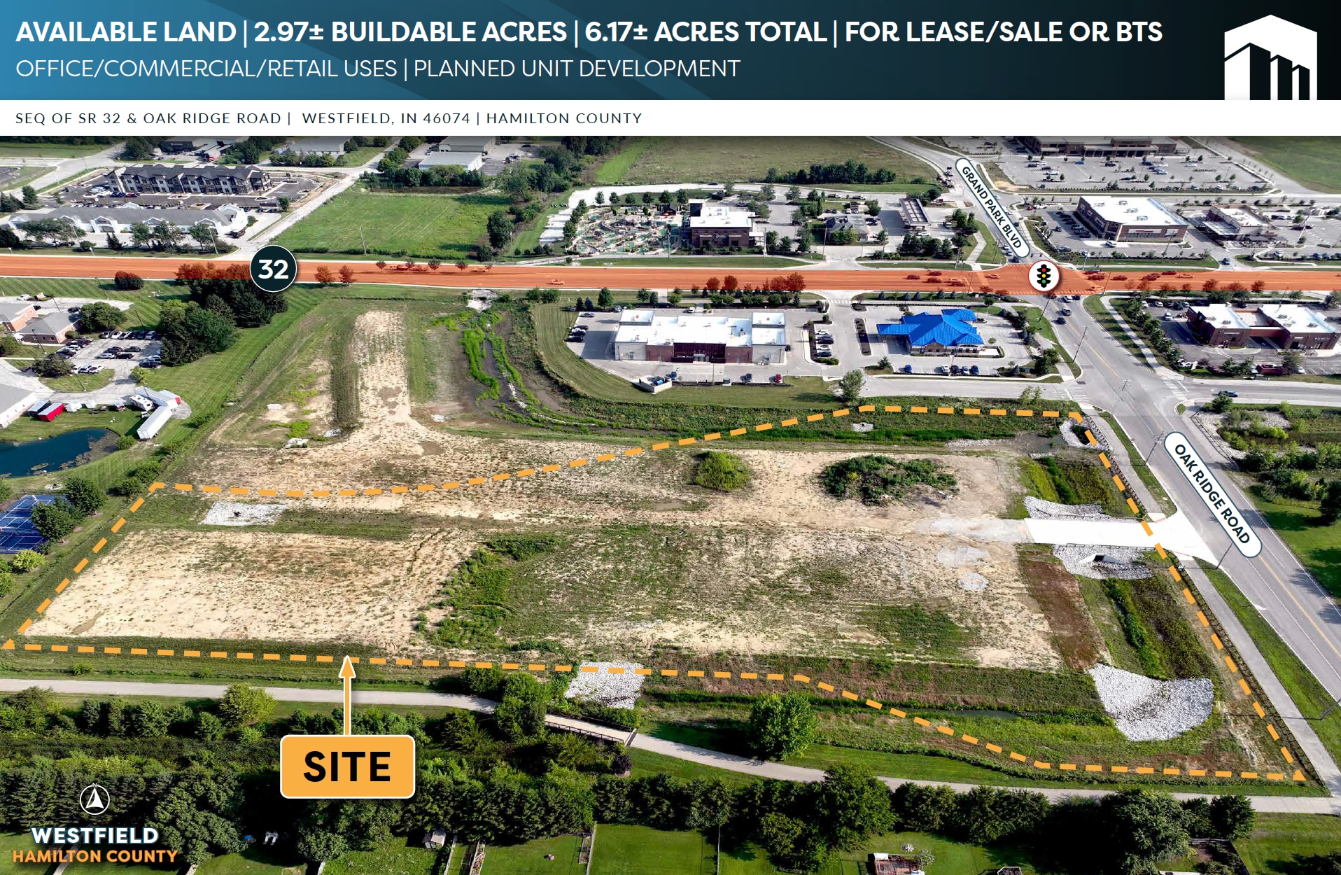 Oak Ridge & State Road 32 Rd, Westfield, IN for sale Aerial- Image 1 of 4