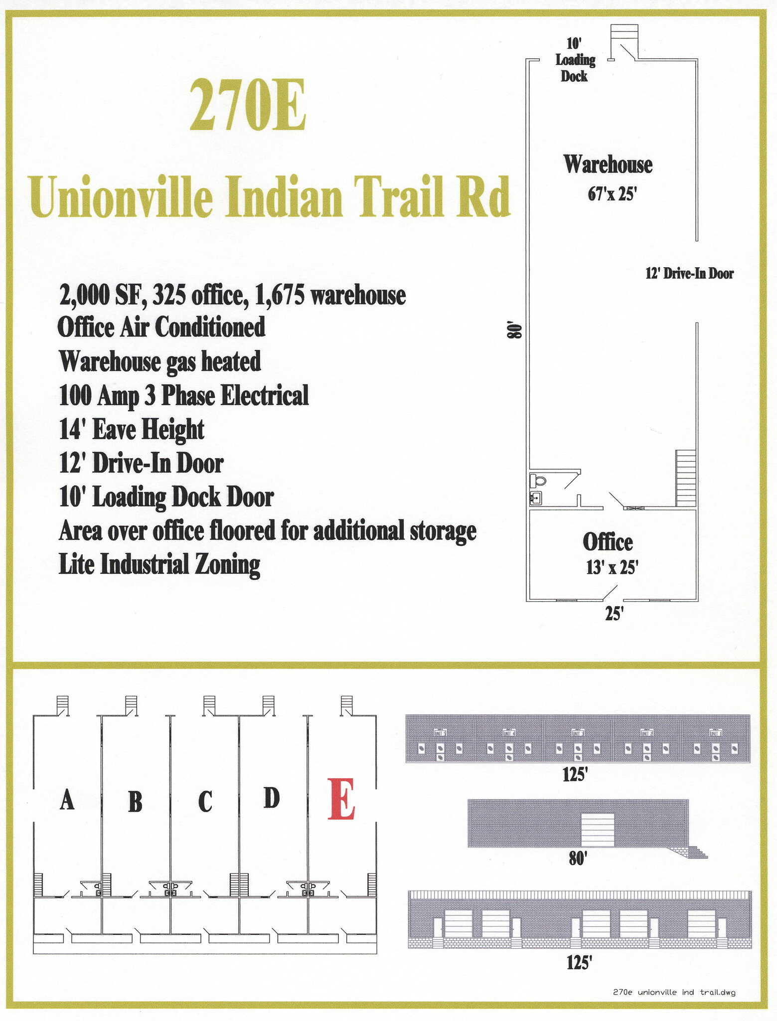 270 Unionville Indian Trail Rd, Indian Trail, NC à louer Plan d’étage- Image 1 de 1