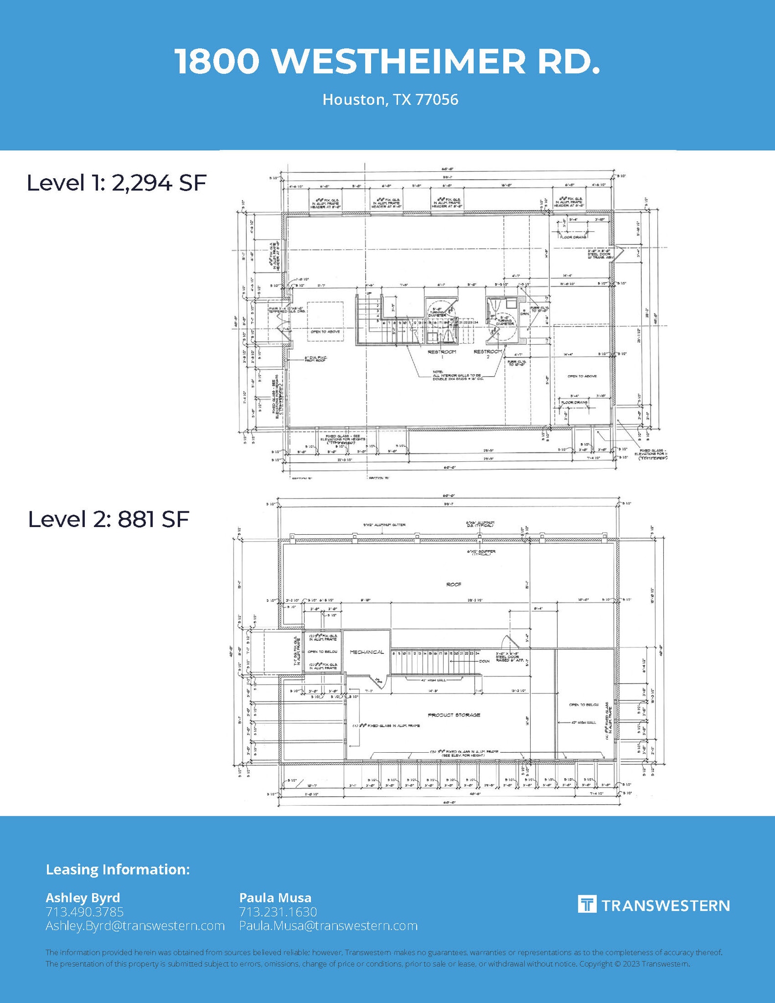 1800 Westheimer Rd, Houston, TX à louer Plan d’étage- Image 1 de 1