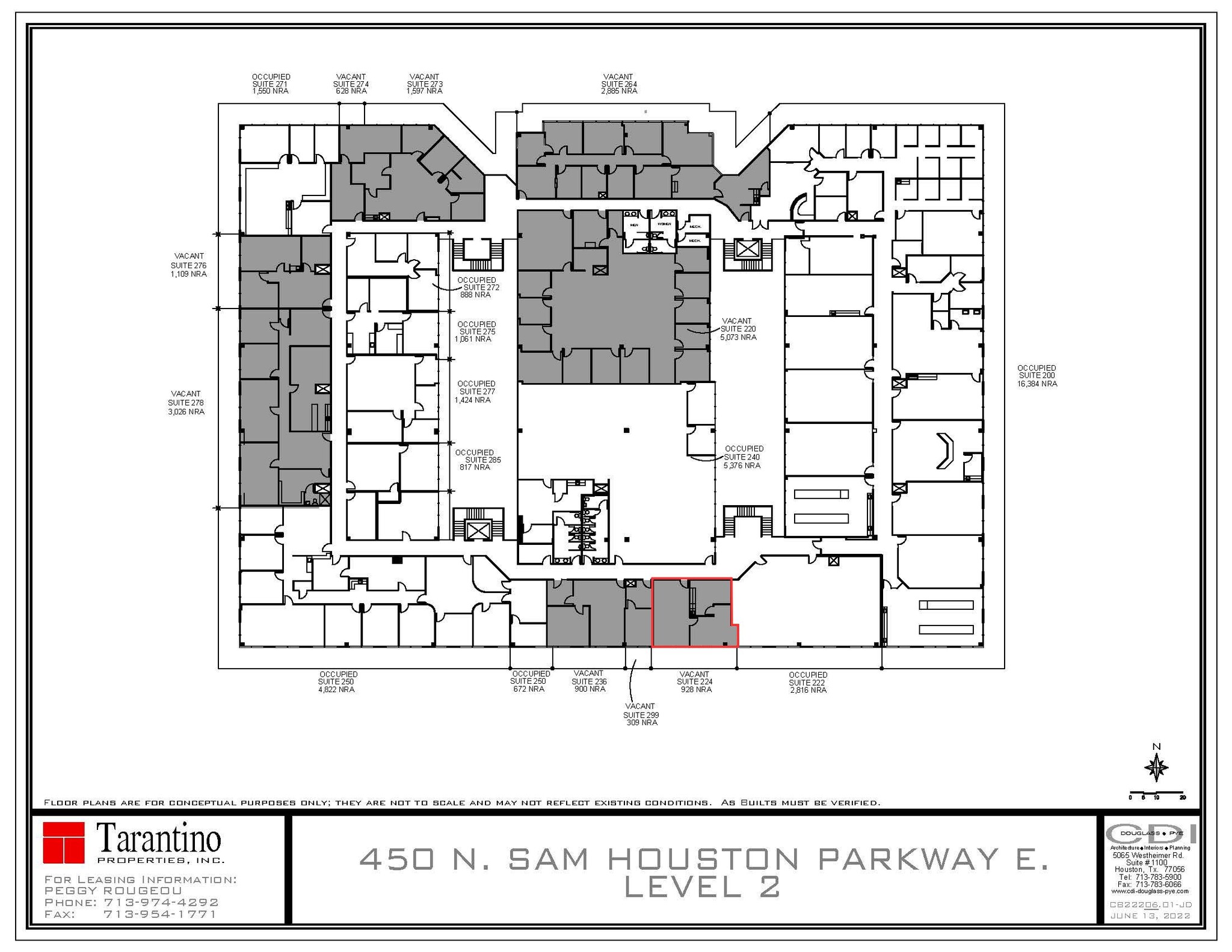 450 N Sam Houston Pky E, Houston, TX à louer Plan d’étage- Image 1 de 1