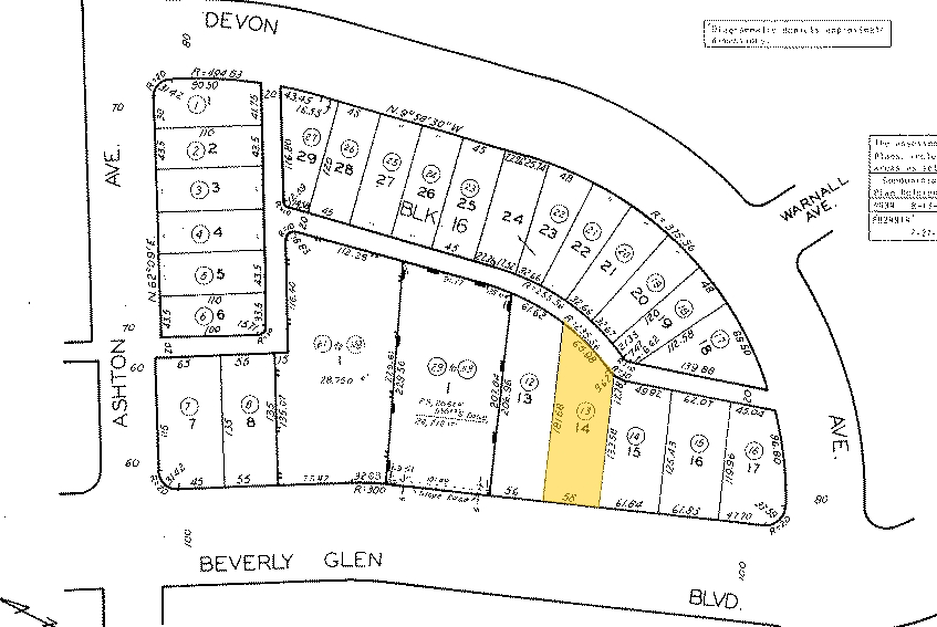 1270 S Beverly Glen Blvd, Los Angeles, CA for sale Plat Map- Image 1 of 6