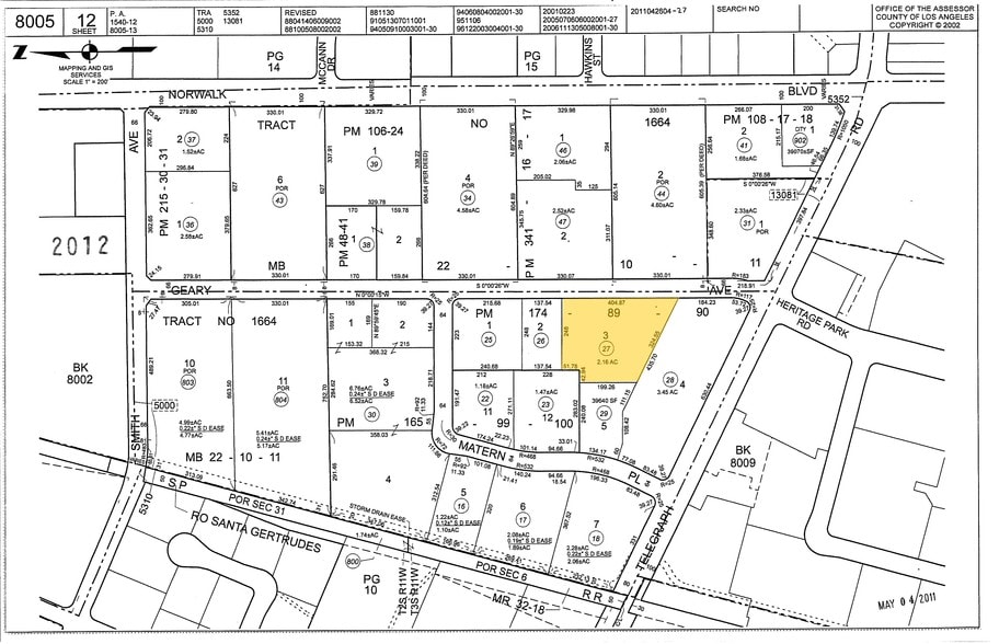 10145 Geary Ave, Santa Fe Springs, CA for lease - Plat Map - Image 3 of 5