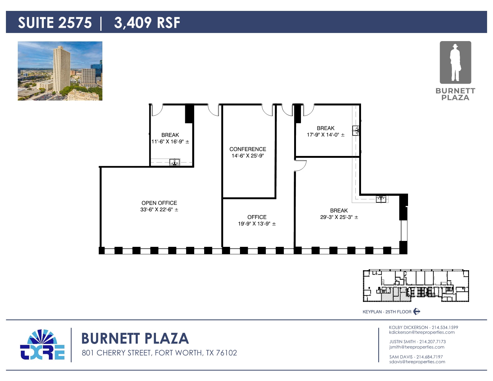 801 Cherry St, Fort Worth, TX à louer Plan d’étage- Image 1 de 2