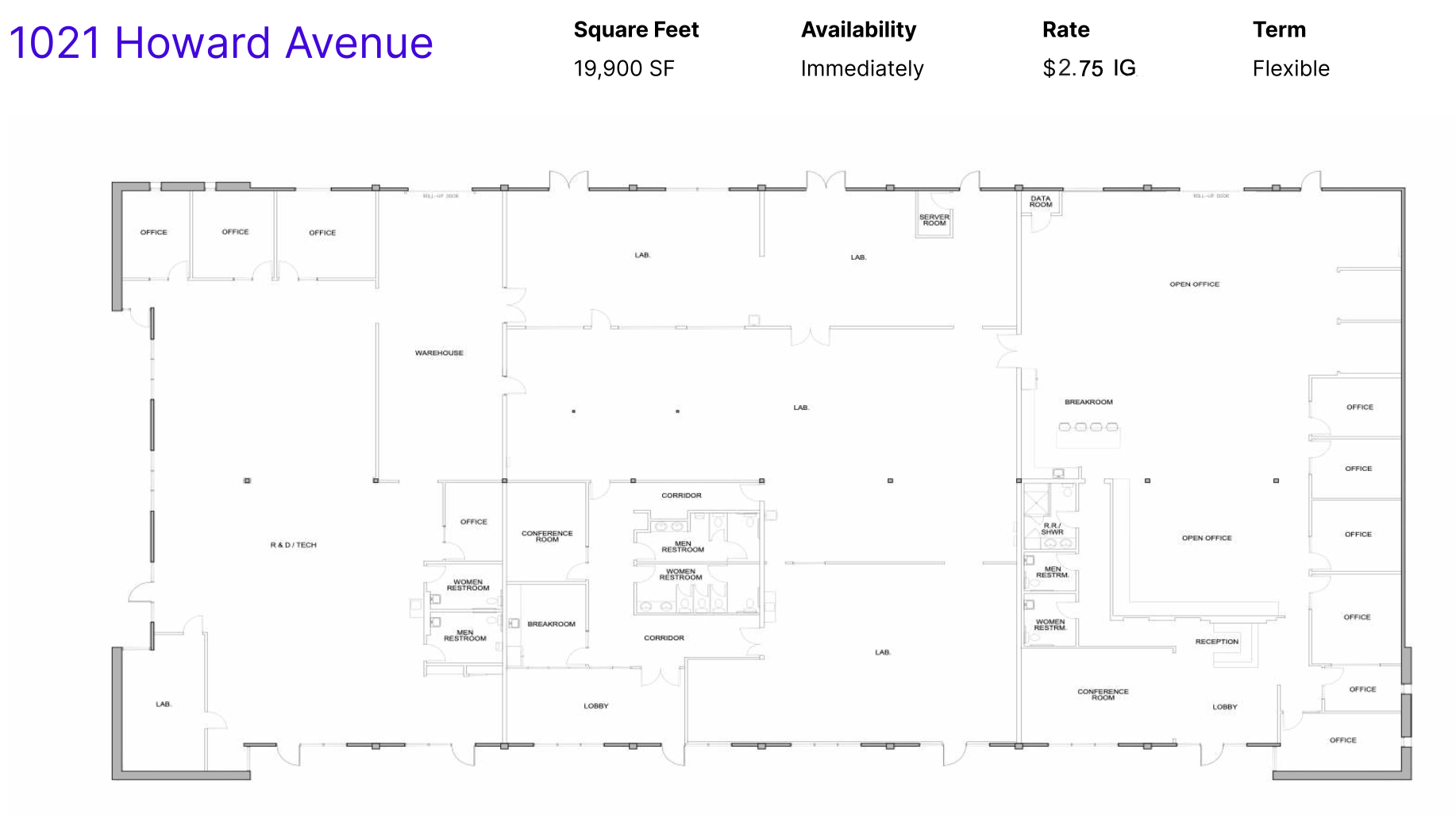 1021 Howard Ave, San Carlos, CA for lease Floor Plan- Image 1 of 2