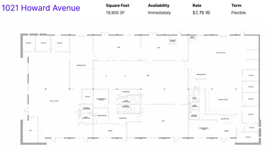 1021 Howard Ave, San Carlos, CA for lease Floor Plan- Image 1 of 2