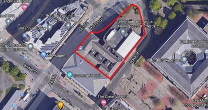 Hall Ings, Bradford, WYK - Aérien  Vue de la carte