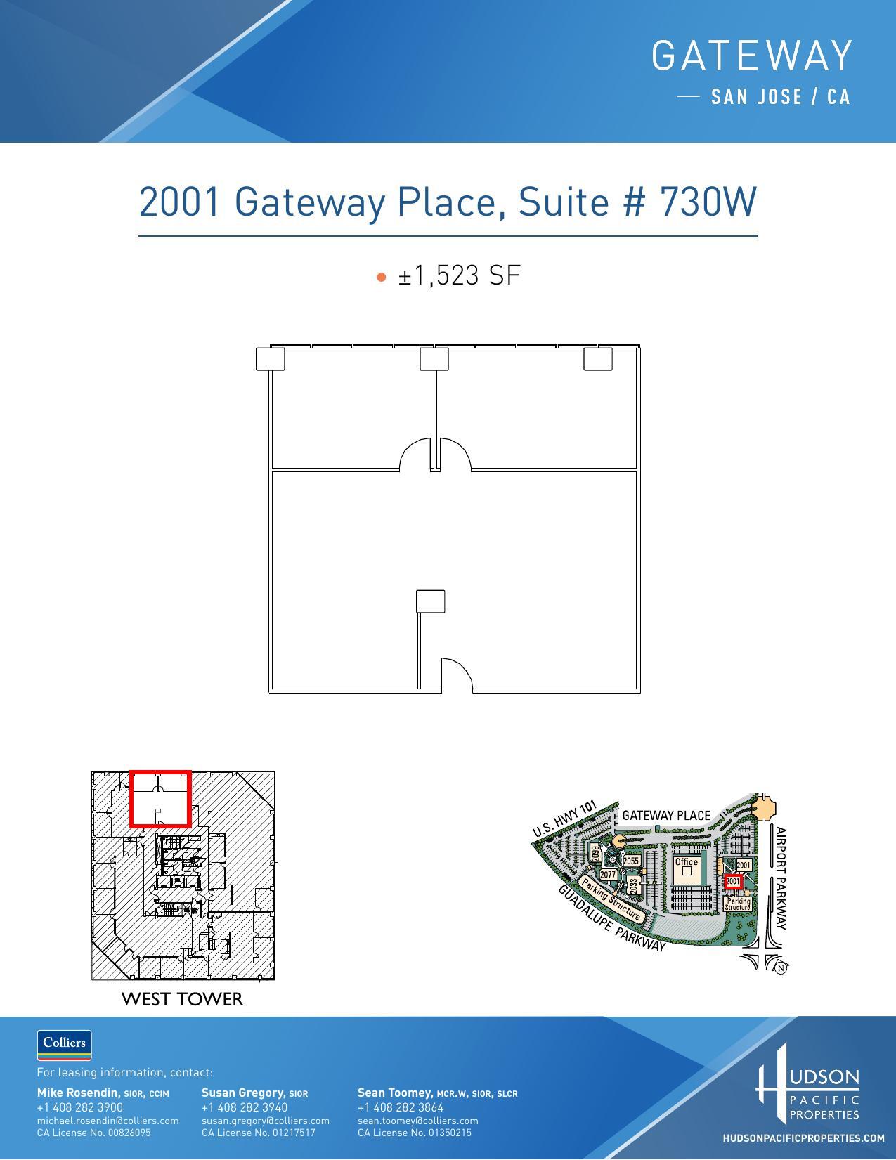 2033 Gateway Pl, San Jose, CA à louer Plan d’étage- Image 1 de 1